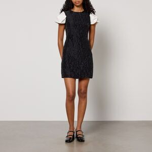 NWT Sister Jane DREAM Paddock Cloqué Mini Dress Bow Sleeve Black Women's Large